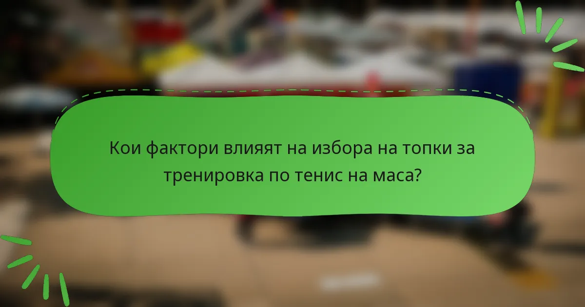 Кои фактори влияят на избора на топки за тренировка по тенис на маса?